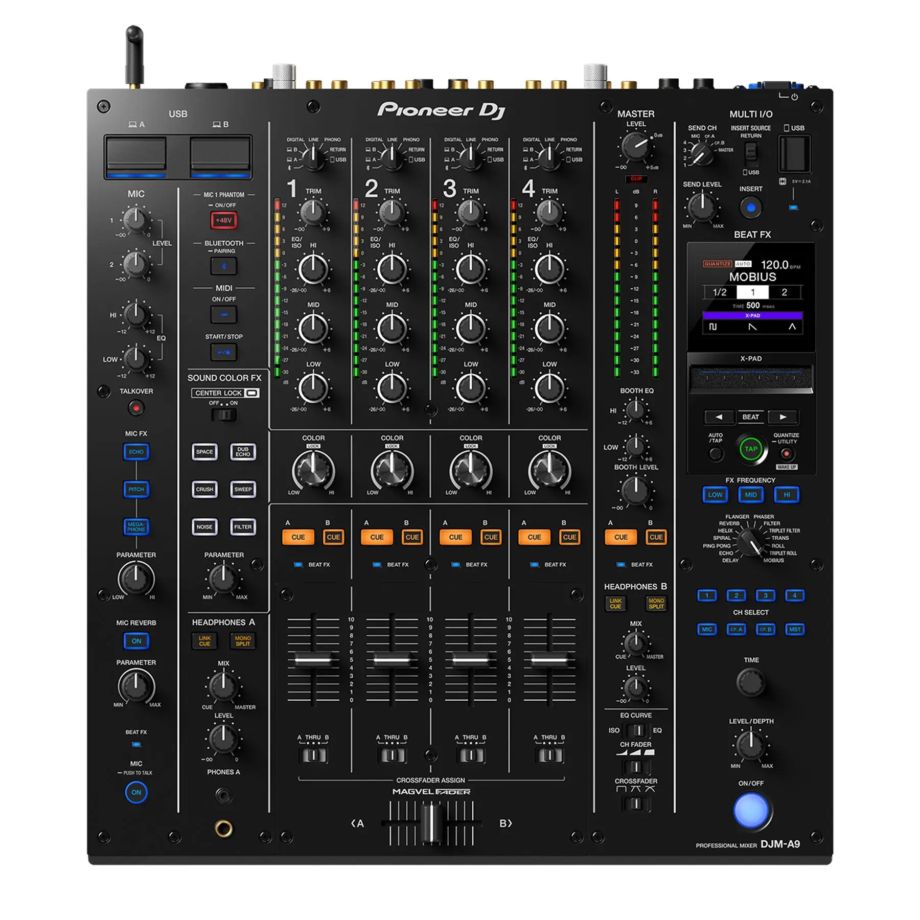 Pioneer DJ DJM-A9 4-Channel Digital DJ Mixer - Stereo, Magvel 3rd-Gen, Bluetooth, USB Type B, Antenna Connectivity, Remote for DJing Musical Instruments & Accessories, Crystal‑Clear 32Bit