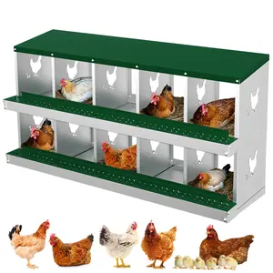 Chicken Nesting Box, 6/8/10 Compartment Metal Nesting Box, 6/8/10 Room Wall Mountable Nesting Boxes for Chicken, Indoor & Outdoor Use