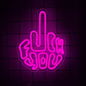 Letters Gesture Neon Signs for Wall Pink LED Neon Lights USB Neon Wall Light Neon Bar Light Up Sign for Bedroom Party Pub Game Zone Decoration