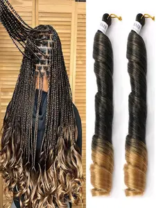 French Curly Braiding Hair for Box Braids Loose Wave Braiding Hair Ombre Blonde Crochet Spanish Curly Synthetic Hair Extensions for Women T27