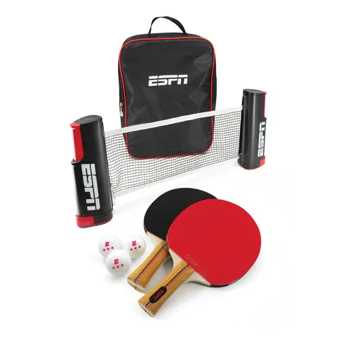 ESPN Ping Pong Set Includes 3 Ping Pong Balls, 2 Ping Pong Paddles, Portable Ping Pong Net and Travel Case