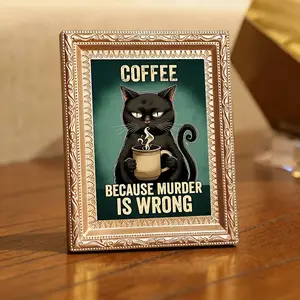 Funny Coffee Cat Magnetic Fridge Magnet, Sarcastic Art Design, Perfect Humor Kitchen Decoration, Ideal Gift for Coffee & Cat Enthusiasts