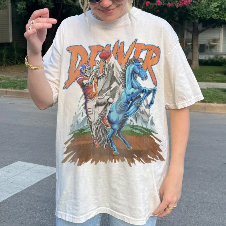 Retro Denver Football T-Shirt, Broncos Sunday Football Graphic Tee, Game Day Football Shirt, Broncos Fan Gift