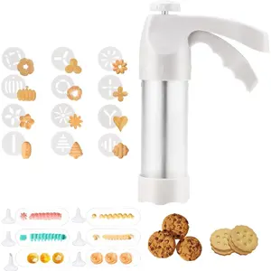 Cookie Press Gun Kit with 12 Discs 6 Nozzles & 6 Piping Tips for Easy Baking, Makes Spritz Cookies Biscuits Cheese Press Ideal for Sweet & Cake Decorations