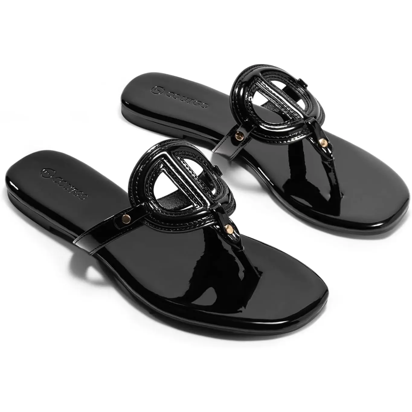 Coutgo Womens Flat Thong Sandals Square Open Toe Flip Flops Slip On Slides Dressy Summer Beach Shoes tiktokshopbacktoschool