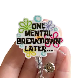 Glitter My Badge One mental breakdown later badge reel for nurse and hospital workers. Badge clip Badge pull - Retractable swivel clip with a 360 rotation. Great gift for coworker