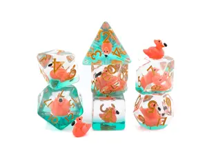 Flamingo Resin Polyhedral Dice Set - 7-Piece Pink Bird Dice for DnD, RPG Games