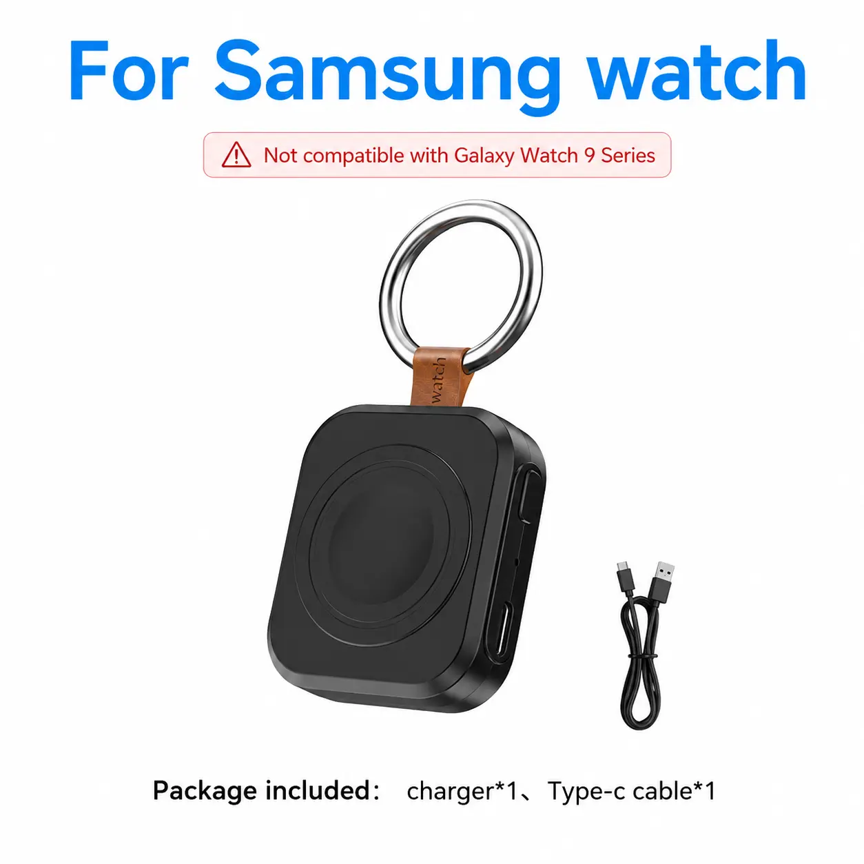 Magnetic wireless portable USB Type-C fast charger compatible with Samsung Galaxy Watch 8/8 Classic/5/4 Pro/3/Active