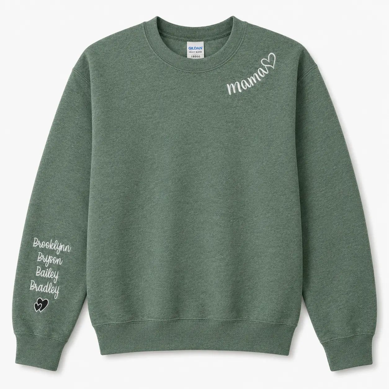 Custom Mama Embroidered  Sweatshirt with Kids' Name on Sleeve – Gift for Mother’s Day, Birthday or Valentine Day