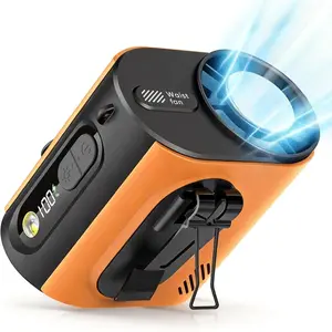 Portable Wearable  Fan,with Semiconductor Ice Cooler,10000mAh Rechargeable Clip  Belt Cooling Fan, 100-Speed/16000RPM Personal  Fans,20H Work Time for Camping, Outdoor, Jobsite(Orange)