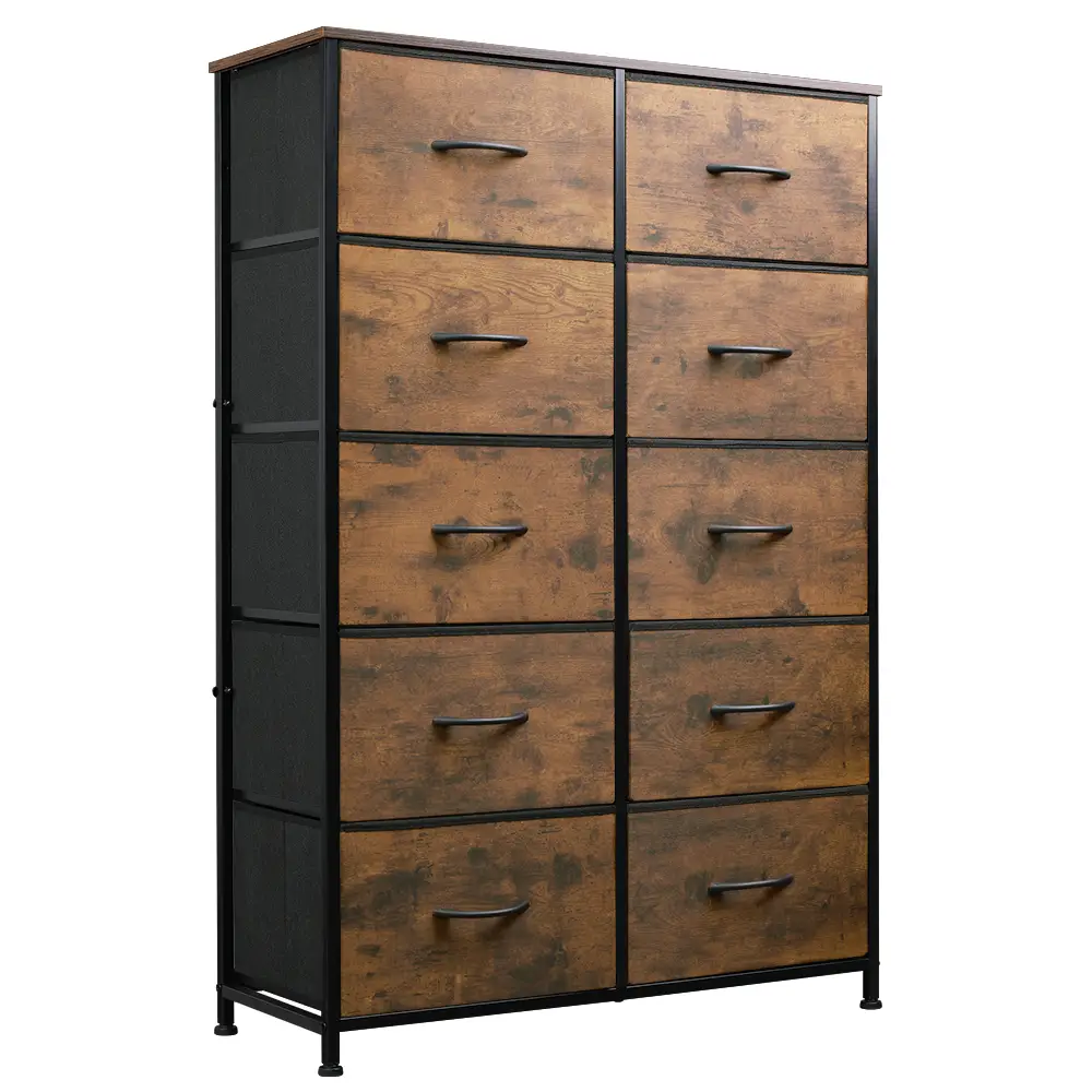WLIVE Tall Dresser for Bedroom with 10 Drawers, Chest of Drawers, Dressers Bedroom Furniture, Storage Organizer Unit with Fabric Bins for Closet, Hall