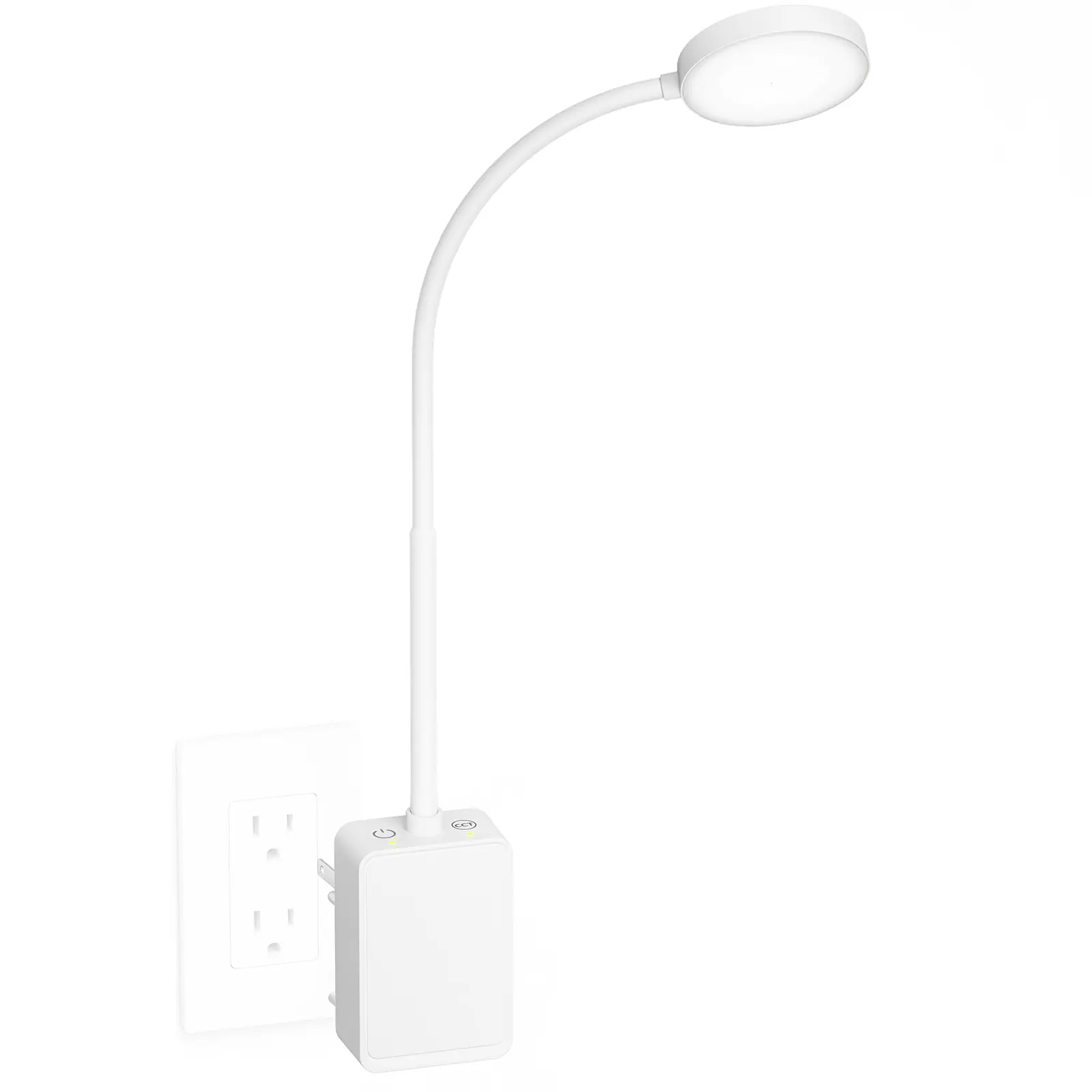 Plug In LED Book Reading Light, White Flexible Dimmable LED Wall Sconce Lamp with Power Plug for Bedroom Reading Books in Bed, Dual Touch Switch, 3 Lighting Colors, 110° Wide Light Angle