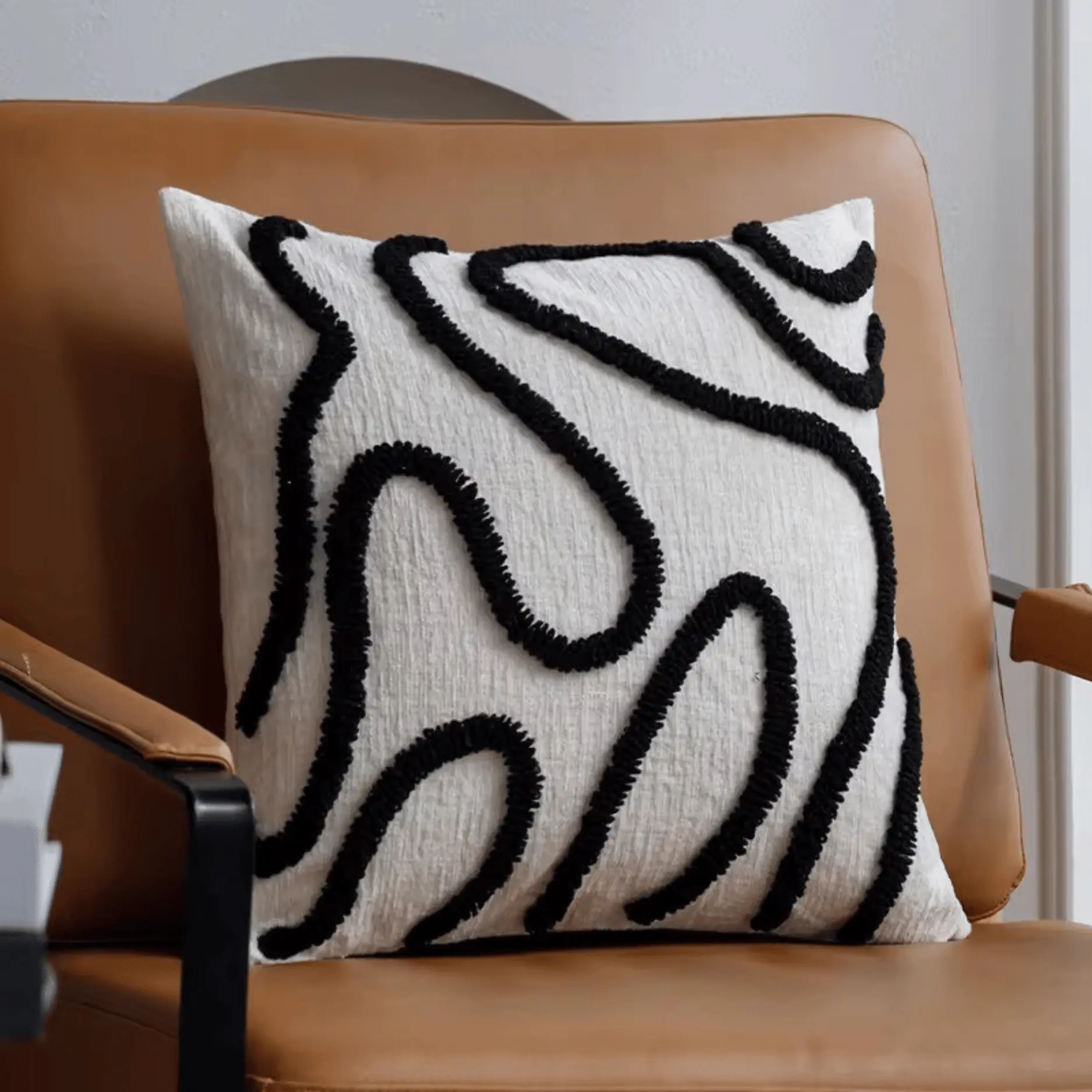 Tufted Nordic Throw Pillow Fabric Cover, 18x18 in, Neutral Tones, for Room Decor & House Decor
