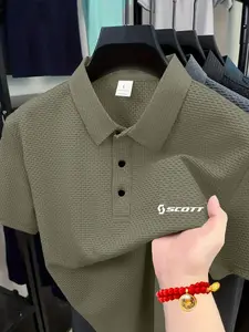 Men's Summer Waffle Knit Polo Shirt, Breathable Textured Fabric, Business Casual Versatile Style, Comfortable and Stylish