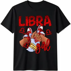 100% Cotton Unisex Libra Girl Birthday Women Sneakers Zodiac Sign Bday T-Shirt Casual Graphic Printed Vintage Tshirt