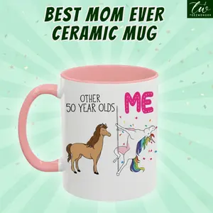 Funny Birthday Gift Mug for Women – “Me vs Other People” Unicorn Coffee Ceramic Mug 11oz, Cute Pink Ceramic Cup, Gag Gift for Mom, Friend, Sister, Coworker