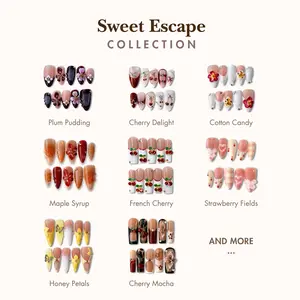 NailPhoria SWEET ESCAPE Collection - Handmade Press-On Nails | Reusable, Salon-Quality, Long-Lasting, Glossy Design
