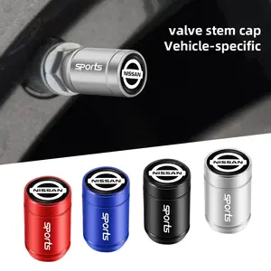 4pcs Aluminum Alloy Styling Car Wheel Tire Air Valve Caps For Nissan Qashqai Murano Patrol X-Trail Rogue Frontier Pathfinder Navara Titan Magnite Altima Maxima Townstar Note Juke Sentra Micra Versa Kicks Ariya Armada Serena Sakura