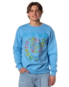 Grateful Dead Men's Dancing Bears Spiral Design Adult Crewneck Pullover Sweatshirt