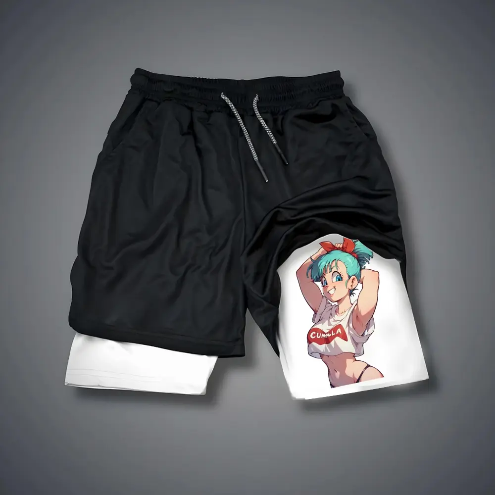 [Vtg90s] Anime Double-Layer Sports Shorts Graphic Shorts Black Shorts Camo Shorts Streetwear Shorts Men Outfits Men Short Shorts Vacation Outfits Shorts