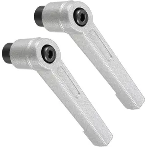 2 Pieces Adjustable Clamping Lever Handles, M6 Female Thread 58mm Quick Release Locking Rotating Knobs Silver Tone for Lathe Machinery