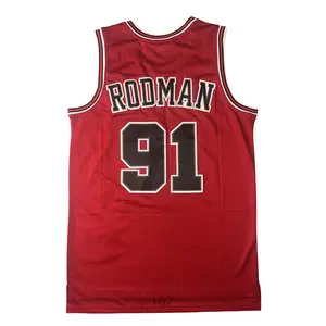 Dennis Rodman Men's Classic-Design Sleeveless stitched Retro Basketball Jerseys 1997-98 Red shirt
