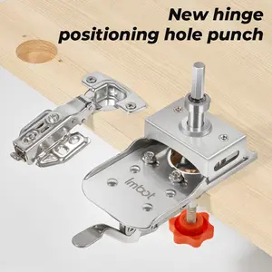 IMBOT Hinge Hole Puncher Stainless Steel Cabinet Door Hinge Opening Positioner With A 35mm Limit Drill Bit Quick Clamp Fixed Hinge Drill Bit Woodworking Cabinet Door And Kitchen Cabinet Door Hole Opener With A 3.5cm Drill