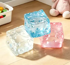 [3-pack] Trending lce Cube Squishy Stress Ball| Non-Toxic,Reusable Squeeze Toy for Anxiety Relief ADHD, ASMR, &Desk Fidget Fun - Viral TikTok