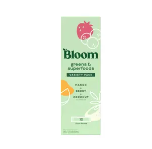 Bloom Nutrition Greens & Superfoods Powder Sticks, for Gut Health, Mango, Berry, and Coconut Flavor, 12 Count