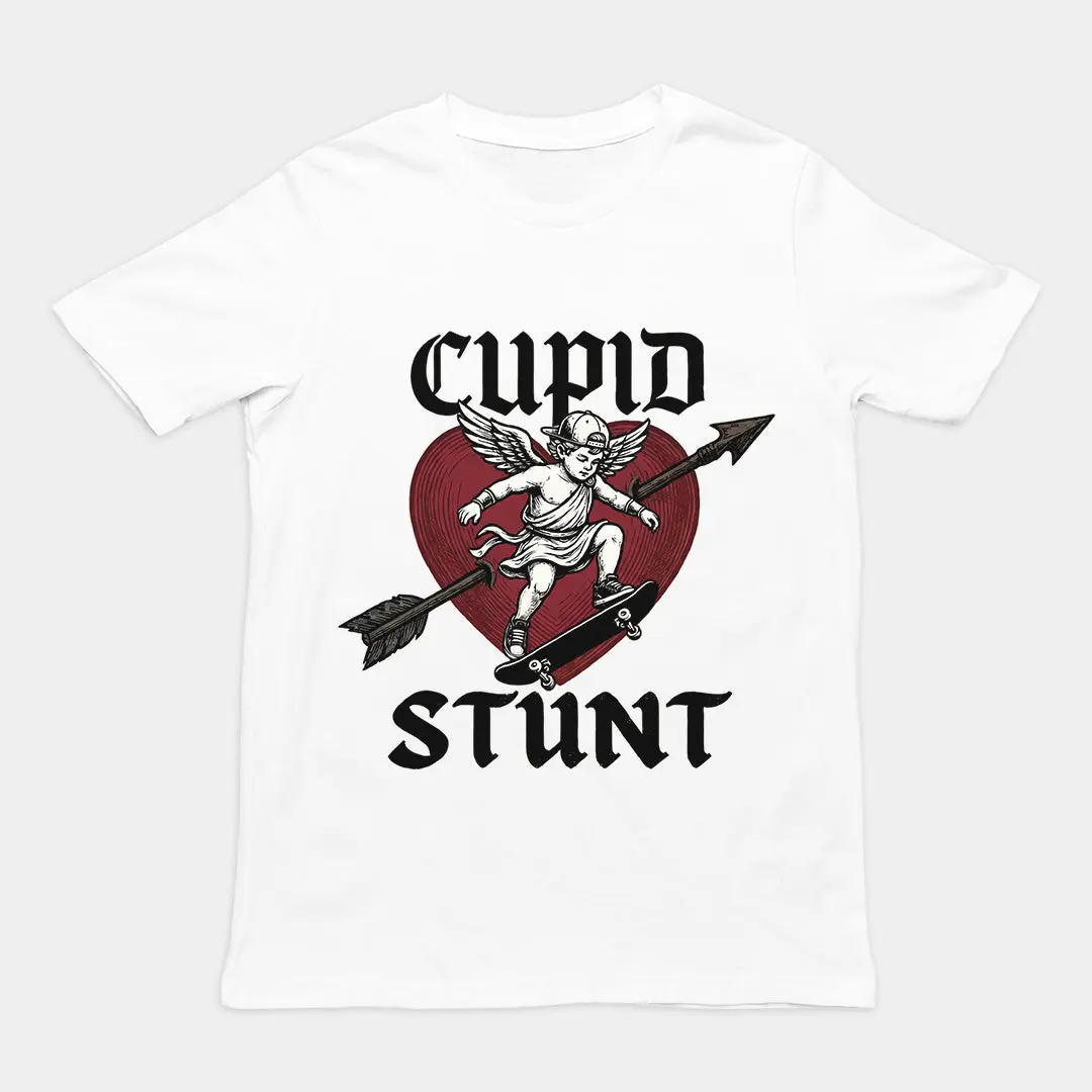 Funny Streetwear Graphic Tee – “Cupid Stunt ” Statement Shirt for Men & Women, Gift for Her and Him, Vibes