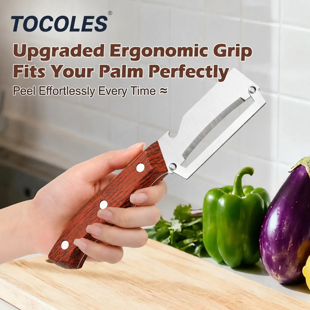 2 in 1 Fruit & Veggie Peeler with Bottle Opener Sharp Stainless Steel Upgraded Ergonomic Comfort Grip Non-Slip
