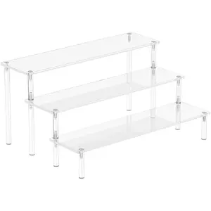 Acrylic Display Risers, 3 Tier Perfume Organizer Stand, Clear Cupcake Stand Holder, Large Shelf Riser for Figures & Dessert Shelves
