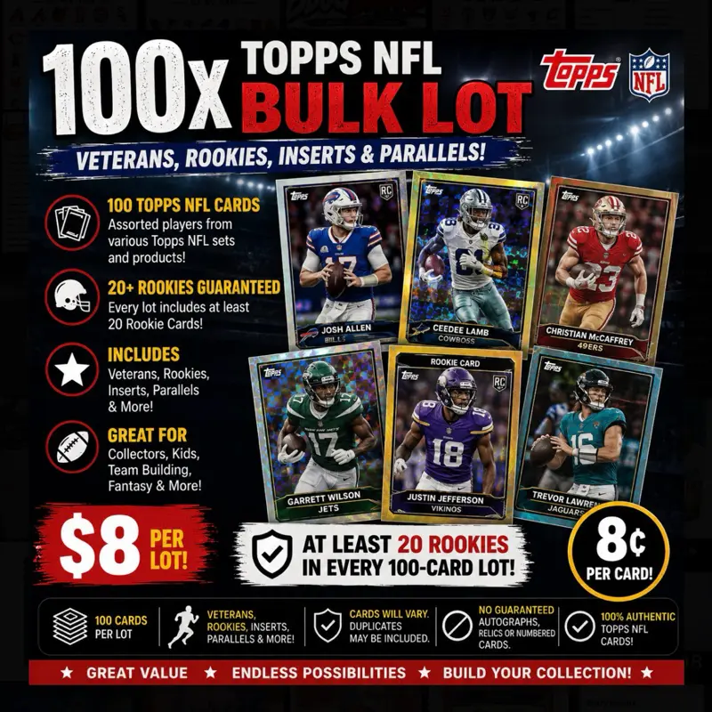 100-Cards Topps NFL Football Bulk Lot