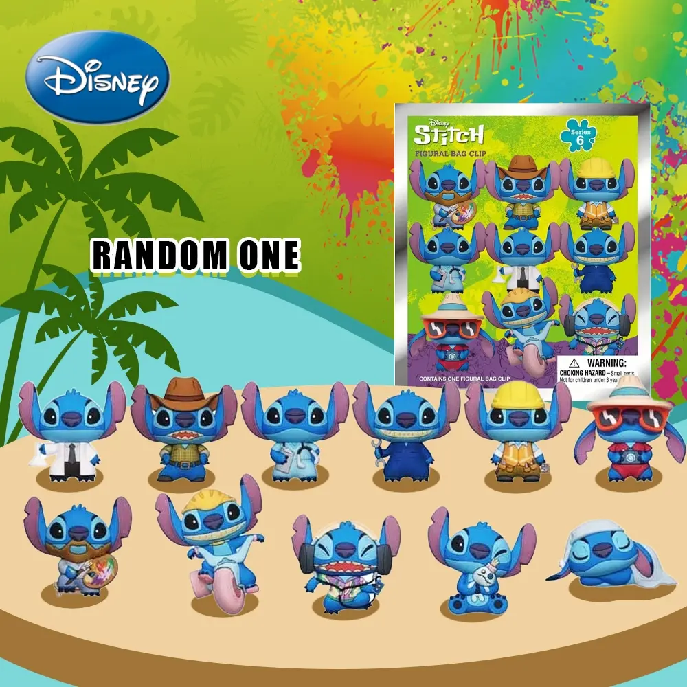 Disney Officially Licensed Stitch Series Cowboy Stitch, Scientist Stitch Mystery Blind Bag Keychain, Figural Bag Clip, Keyrings For Keys, Surprise Gift for Fans & Friends, Keychain Included