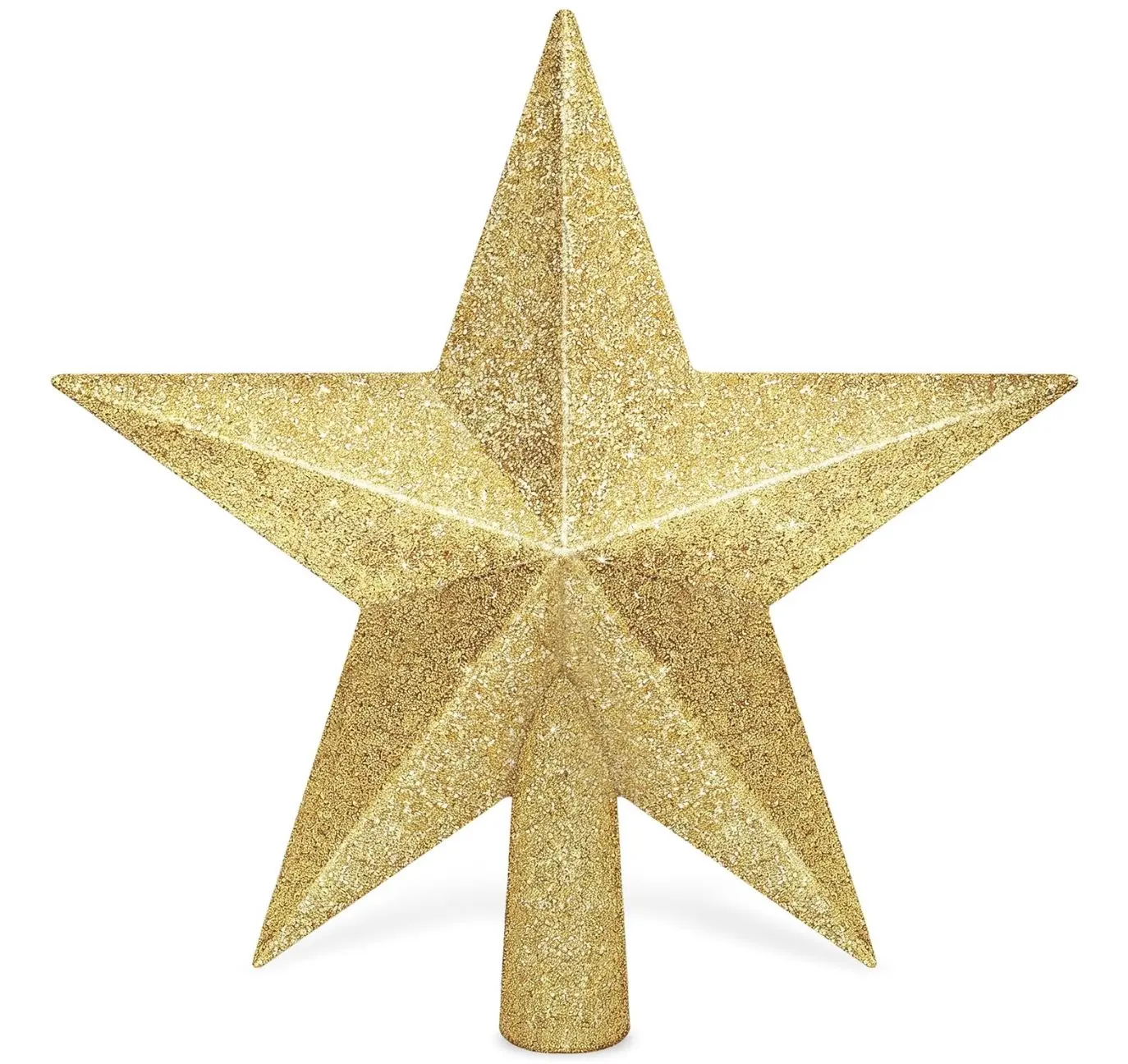 Christmas Tree Star Topper, 8" Gold Xmas Star Tree Decorations, 3D Shatterproof Bethlehem Star Tree Topper Decorations, Waterproof Christmas Tree Topper Decor for Holiday Home Outdoor Ornament