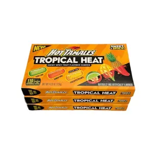 3 Pack Hot Tamales Tropical Heat 4.25oz Sweet & Spicy Chewy Fruit Flavored Candy Snack with Fiery Lime, Mango Chili & Pineapple Picante - Mangga Sour outdoorfun
