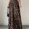 Women's Fashion Leopard Print Woven Maxi Skirt, Versatile High Waist A-Line Skirt, Casual Elegant Ladies Clothing for All Seasons, Bottoms