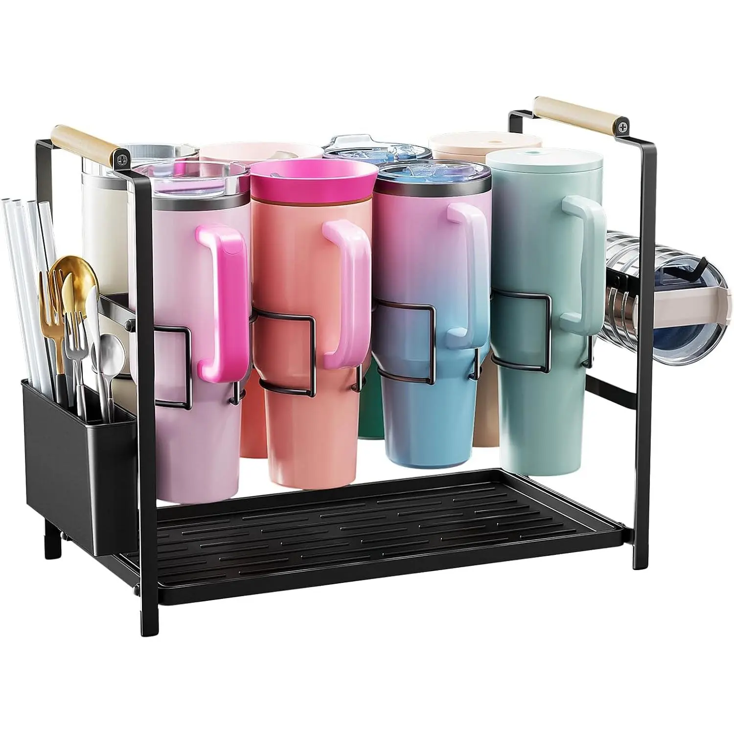 Adjustable Smooth Expandable Silicone 2-in-1 Water Bottle Organizer Drying Rack, 8-Slot Kitchen Cabinet Organizers for 40 oz Tumblers with Handles (Patented),father'sdaygifts,dorm essentials,home decor,home essentials,camping essentials