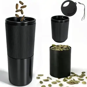 Portable Sunflower Seed Cup with Shell Storage, 3D Printed Pistachios Nut Snack Bowl Container for Outdoor in Car Travel Sports Games, Gift for Seed Lovers - Black