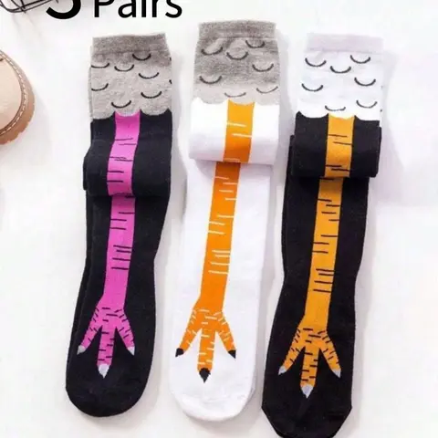 Men's Chicken Claw Print Mid-calf Animal Socks, Casual Comfortable Soft Breathable Socks for Daily Wear, Men's Socks for All Seasons, Casual Comfy Socks