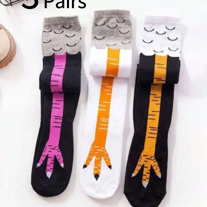 Men's Chicken Claw Print Mid-calf Animal Socks, Casual Comfortable Soft Breathable Socks for Daily Wear, Men's Socks for All Seasons, Casual Comfy Socks