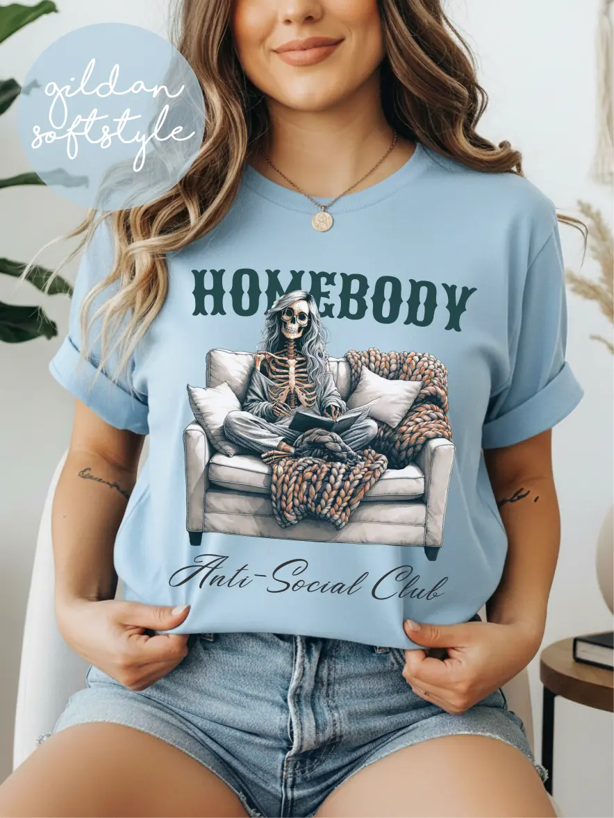 Homebody Anti-Social Club ~ Unisex Short Sleeve T-Shirt Gildan Softstyle Printed in the USA