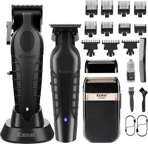 KEMEI Professional Hair Clipper, Hair/Beard Trimmer, Eletric Shaver Set for Men, Cordless Beard Trimmer, Rechargeable Barber Clippers, USB Fade Clipper Haircutting Kit, KM-2299, KM-2296, KM-2024 Stainless Steel Smooth    Hairclipperkit Gift