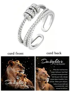 Anxiety Relief Spinner Ring for Girls, Fidget Beaded Rotatable Band, Calming Stress Jewelry, Adjustable Open Ring, Hypoallergenic, Mood Support Gift for Daughter/Granddaughter, Trendy Emotional Support Accessory, Jewelry Gifts