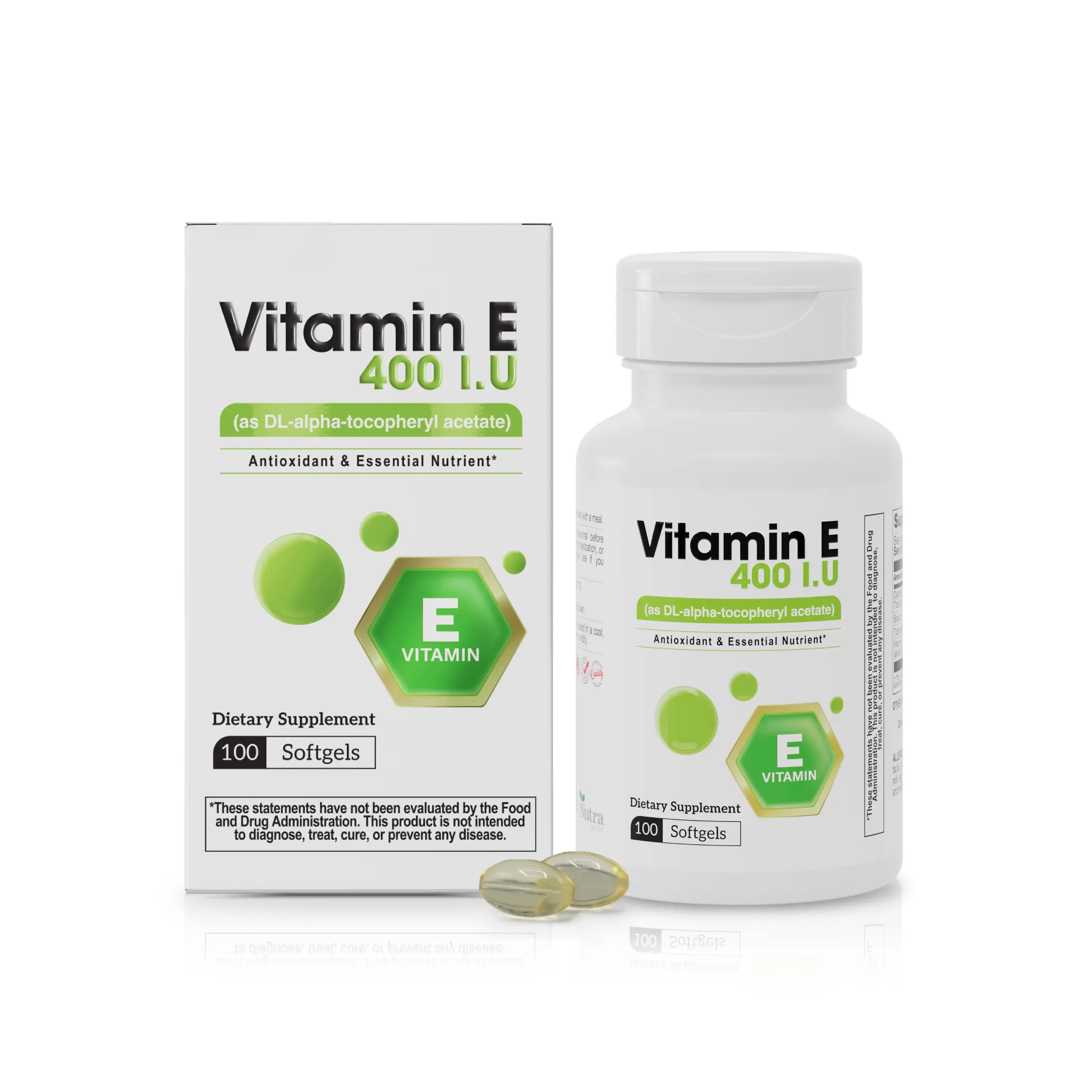 Unflavored Vitamin E 400 IU Oil Softgels - Fat-Soluble Vitamin Antioxidants Nutritional Supplements with Unflavored Ease, Youth Support, Heart Health, Immune Defense, No Artificial Flavors, Essential Daily Dietary Support (100 Servings)