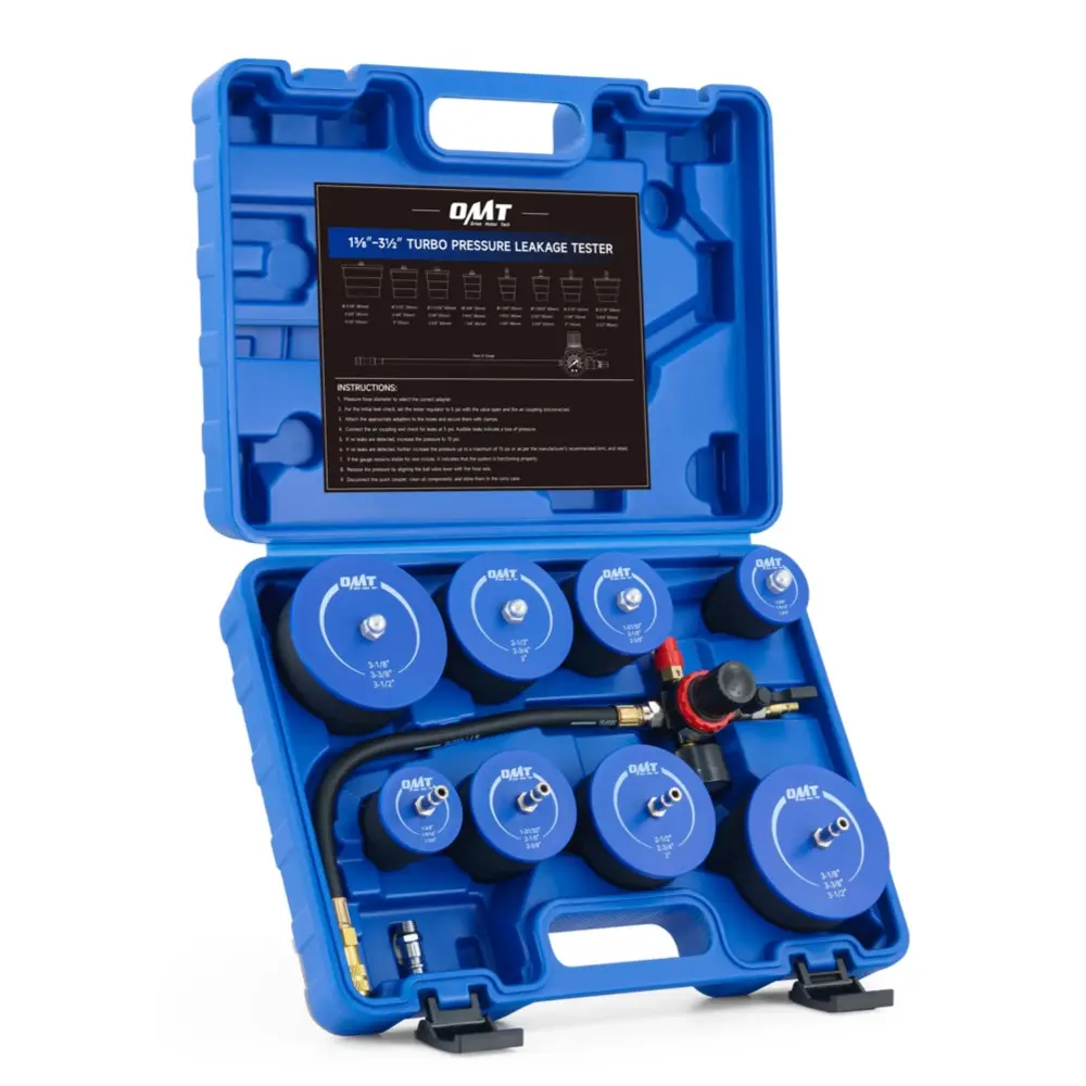 【SpotlightDay】Orion Motor Tech Turbo System Leakage Tester Kit,10pc Turbo Boost Leak Tester Set with 4 Pairs of Stepped Adapters 1-3/8" to 3-1/2",Turbo Pressure Leakage Tester for Cooling Emissions Exhaust Pipes Automotive Maintenance Manifold Gauge Kit