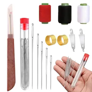 34PCS Sewing Tool Set, Needles Thread Hand Repair Tools, Embroidery Tool Kit, Include 25 Steel Needles, 1 Seam Sewing Thread Ripper, 2 Needle Threaders, 3 Threads, 2 Thimbles, DIY Crafting Kit (1Set)