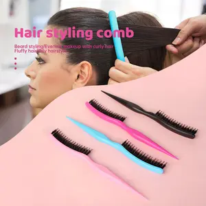Teasing Bristle Hair Brush for Women - Slick Back Comb with Rat Tail Pick for Hair Sectioning Used for Edge Control, Backcombing, Smoothing, and Styling Fine Hair to Create Volume Hair Styling Tools Hair Styling Combs