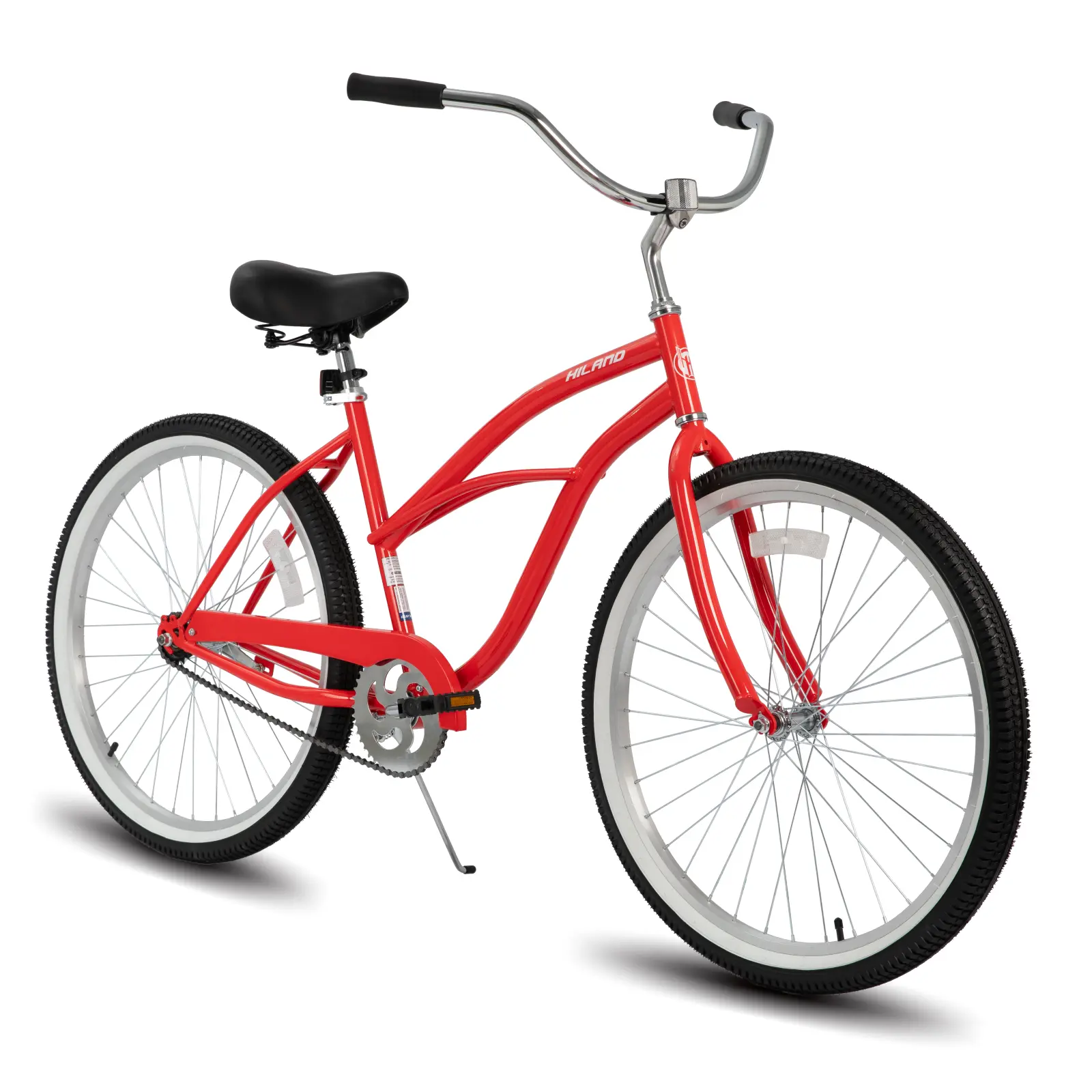 Hiland 26 Inch Womens Beach Cruiser Bike, Single Speed Commuter Bicycle with Rear Coaster Brake & Comfortable Seat, City Hybrid Adult Casual Riding Cruiser Bike