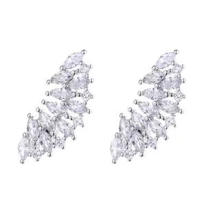 Sterling Silver Fan Earring Climber with Swarovski Crystals